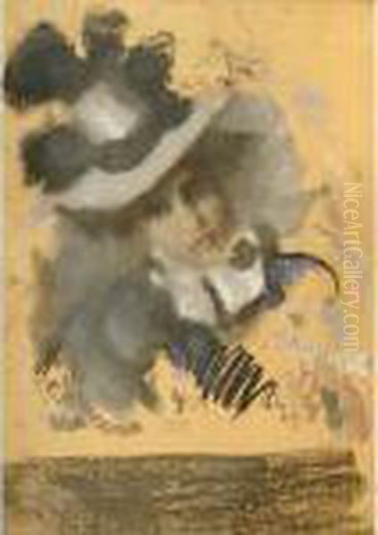 Gentildonna Con Cappello Oil Painting by Arturo Rietti