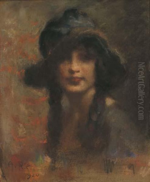 Signora Con Cappello Oil Painting by Arturo Rietti