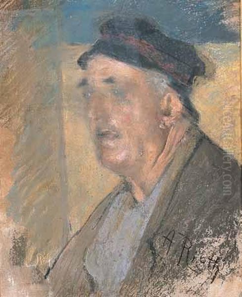 Ritratto Di Uomo Con Cappello Oil Painting by Arturo Rietti