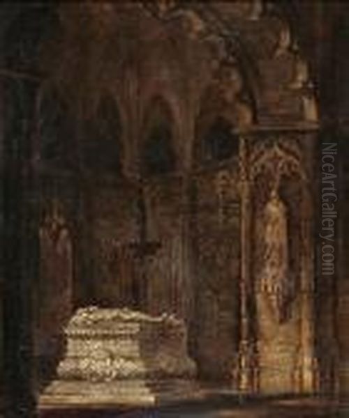 Una Capilla Gotica Oil Painting by Luis Rigalt Y Farriols