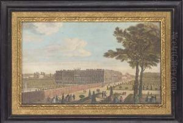 A View Of The Royal Palace Of Hampton Court, By N.parr Oil Painting by Jacques Rigaud