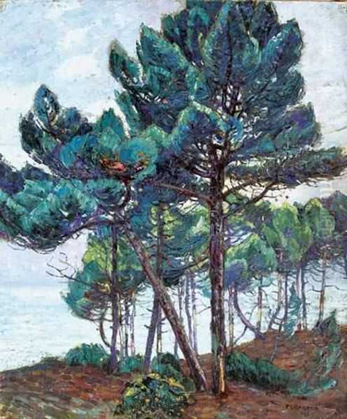 Les Pins Bleus Au Pyla Oil Painting by Pierre Gaston Rigaud