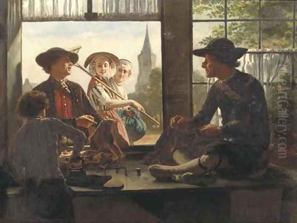 Tailor made a tailor in Kruiningen, Zeeland Oil Painting by Adolf Alexander Dillens