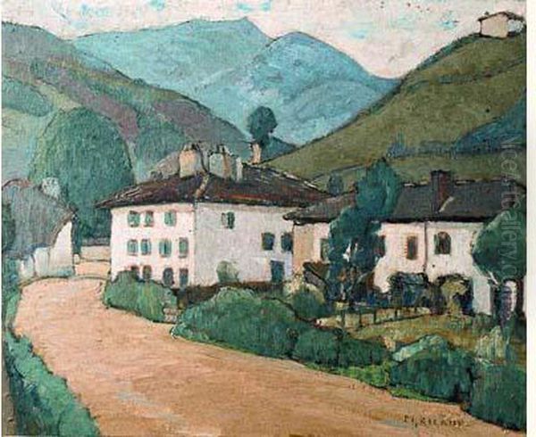 Paysage Du Pays Basque. Bidarray 1928 Oil Painting by Pierre Gaston Rigaud