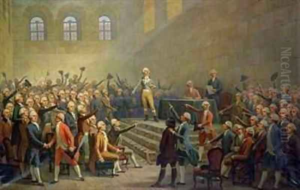 Assembly of the Three Orders of the Dauphin received at Vizille Castle by Claude Perier 1742-1801 on 21 July 1788 Oil Painting by Alexandre Debelle