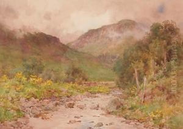 A Lakeland Stream Oil Painting by Cuthbert Rigby