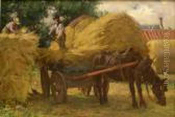 Harvest Time Above Runswick Oil Painting by Ernest Higgins Rigg