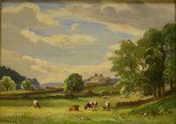 Cattle Grazing Oil Painting by Ernest Higgins Rigg