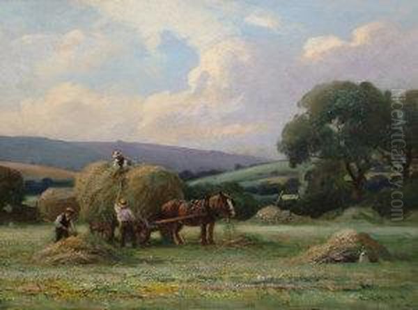 Harvesting Oil Painting by Ernest Higgins Rigg