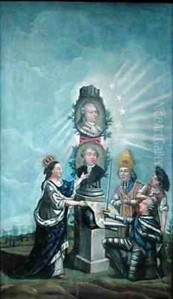 France Receiving the Wishes of the Nation from the Three Orders and presenting them to Louis XVI and Jacques Necker Oil Painting by Dubois