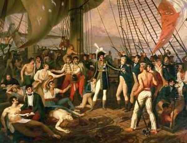 Commander Joachim Murat 1767-1815 decorating Admiral G Bausan on board the frigate Ceres Oil Painting by G. Deschamps