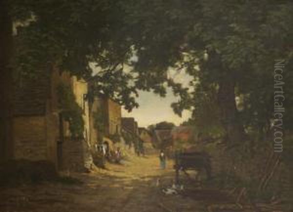 View Through Village Oil Painting by Albert Gabriel Rigolot