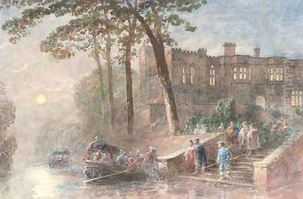 Leaving the party by boat Oil Painting by George Haydock Dodgson