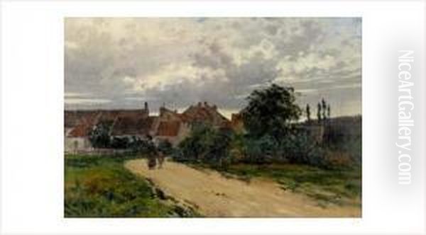 Paysanne Sur Le Chemin Du Village Oil Painting by Albert Gabriel Rigolot