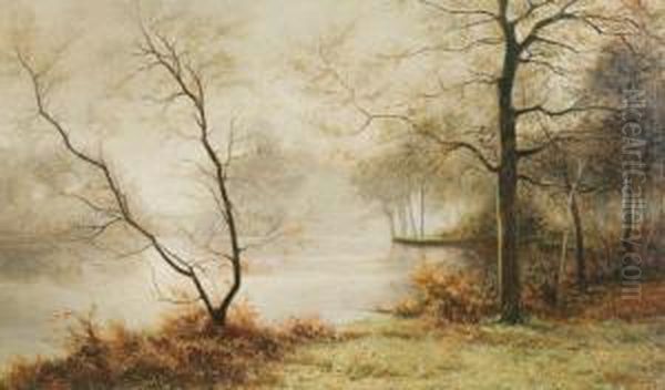 Arbres Au Bord D'un Etang Oil Painting by Albert Gabriel Rigolot