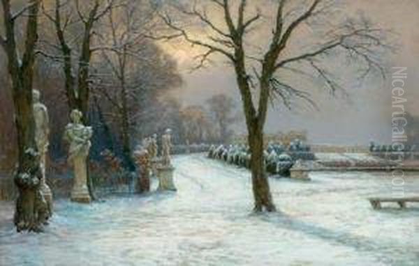 Le Parc De Versailles Sous La Neige Oil Painting by Albert Gabriel Rigolot