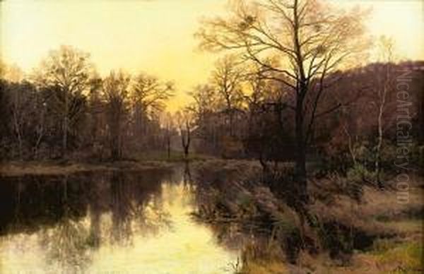 Paysage A L'etang Oil Painting by Albert Gabriel Rigolot