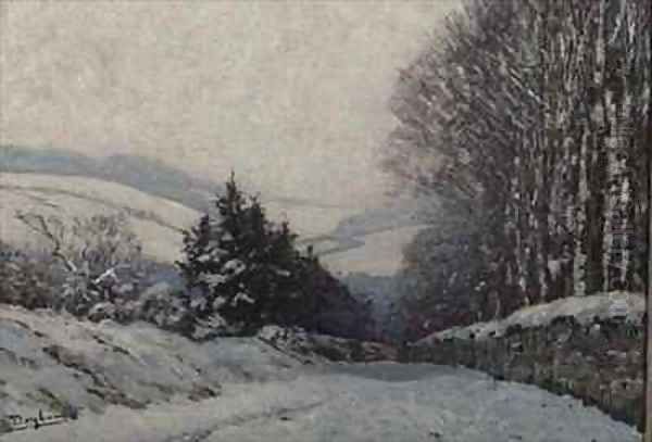 Winter Landscape Oil Painting by Henri Deglume