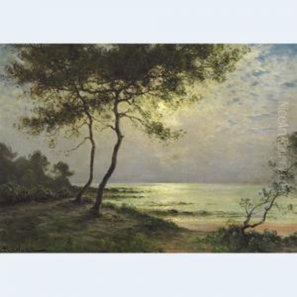 Coastal View At Dusk Oil Painting by Albert Gabriel Rigolot