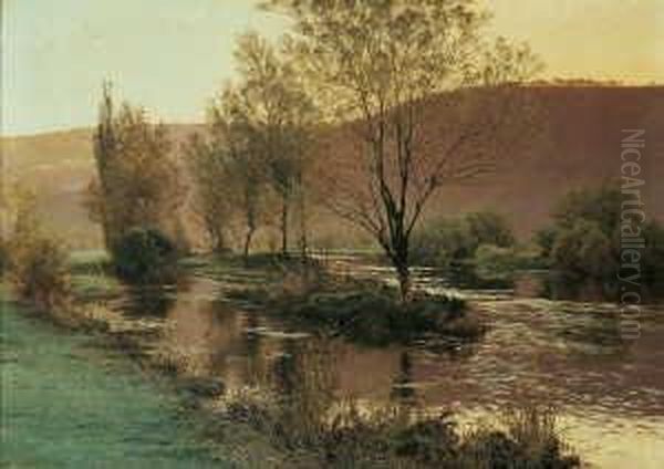 Flusslandschaft. Oil Painting by Albert Gabriel Rigolot