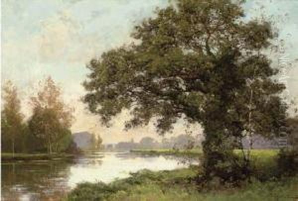 River Landscape Oil Painting by Albert Gabriel Rigolot