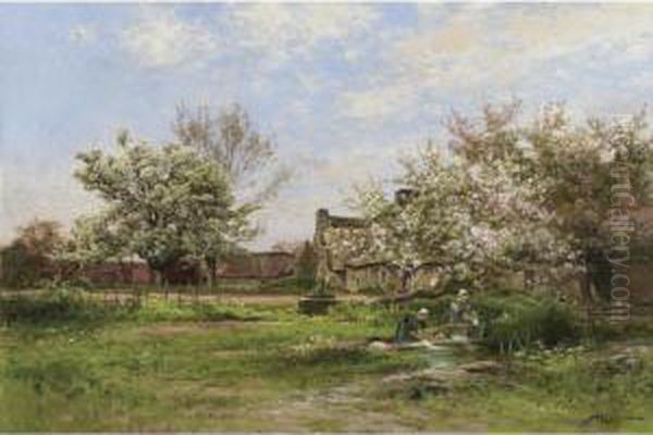 Laundresses In Spring Oil Painting by Albert Gabriel Rigolot