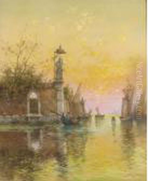 The Venetian Lagoon Oil Painting by Albert Gabriel Rigolot