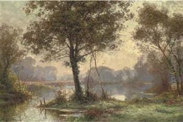 At The Lake In The Forest, Dawn Oil Painting by Albert Gabriel Rigolot