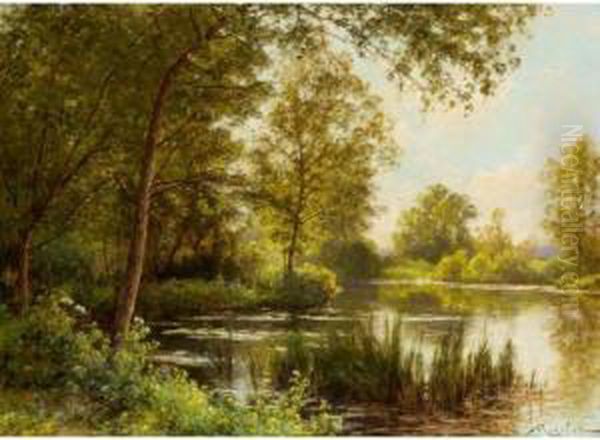 The River Bank In Summer Oil Painting by Albert Gabriel Rigolot