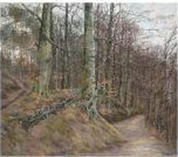 Forest Path, Signed Oil Painting by Albert Gabriel Rigolot