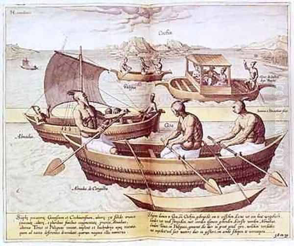 Boats in Goa Oil Painting by Johannes Baptista van, the Younger Doetechum