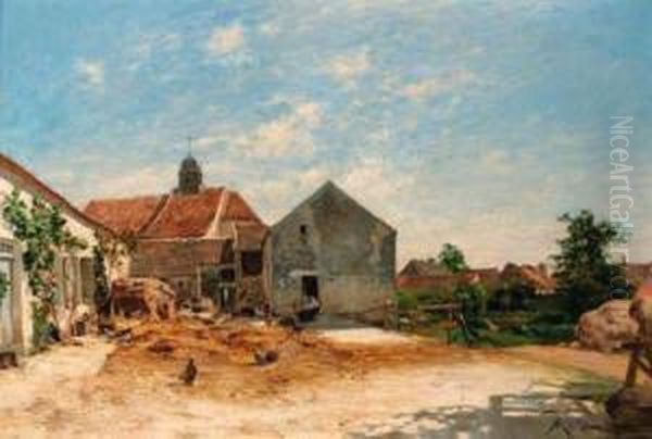 The Farmyard Oil Painting by Albert Gabriel Rigolot