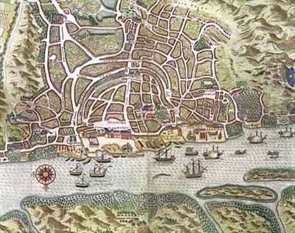 Map of the City and Portuguese Port of Goa India 2 Oil Painting by Johannes Baptista van, the Younger Doetechum