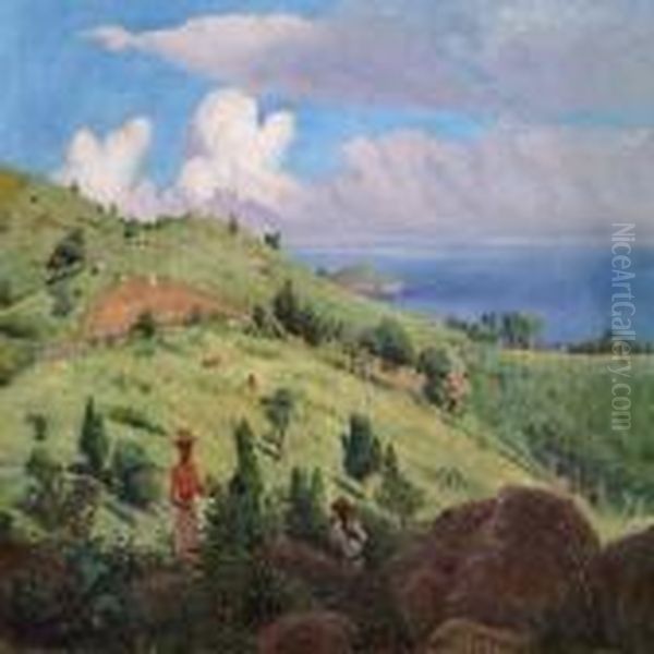 From The North Side Of Stthomas Oil Painting by Andreas Christian Riis Carstensen