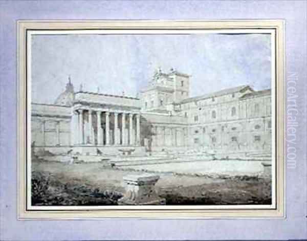 View of the Braccio Nuovo in the Cortile del Belvedere Vatican Palace Rome Oil Painting by John Davis