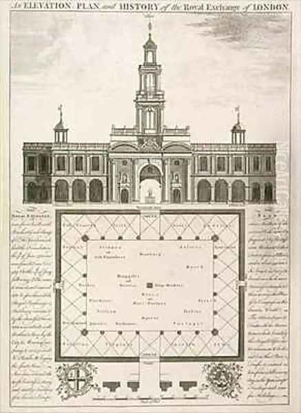 An Elevation Plan and History of the Royal Exchange of London Oil Painting by John Donowell