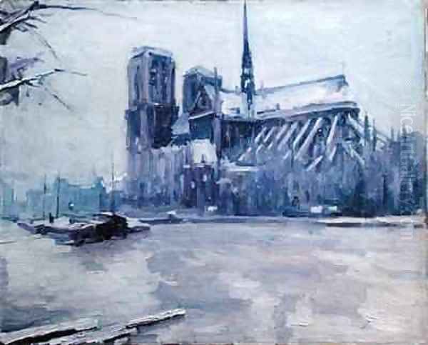 Notre Dame at the time of the Floods Oil Painting by Louis Degallaix