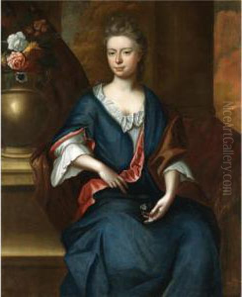 Portrait Of Maria Harwood, Daughter Of John Harwood Oil Painting by John Riley