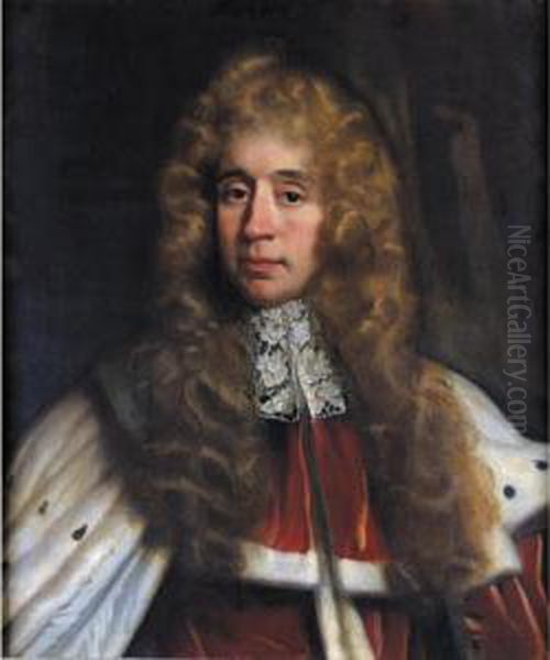 Portrait Of George Jeffreys, 1st Baron Jeffreys (1645-1689) Oil Painting by John Riley