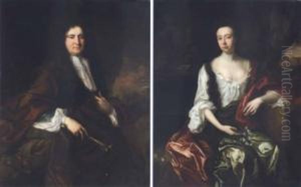 Thomas Brotherton (d.) (#) His Wife Elisabeth (d.) Oil Painting by John Riley