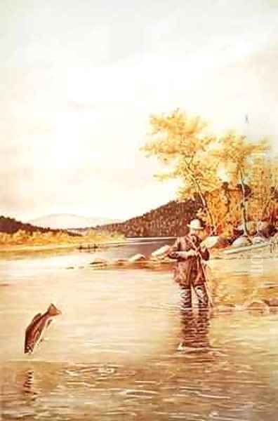 Trout Fisherman Oil Painting by Denton