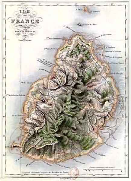 Map of Mauritius Oil Painting by Dufour, A.H.