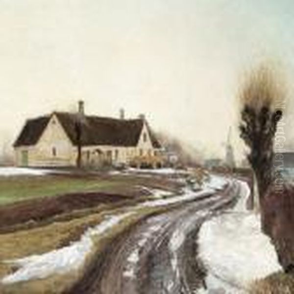 Vinter. 
Solskin Oil Painting by Laurits Andersen Ring