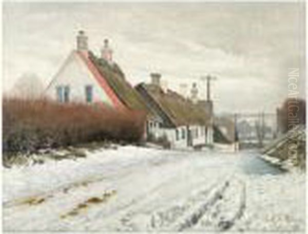 Vinter (the Wintry Road) Oil Painting by Laurits Andersen Ring