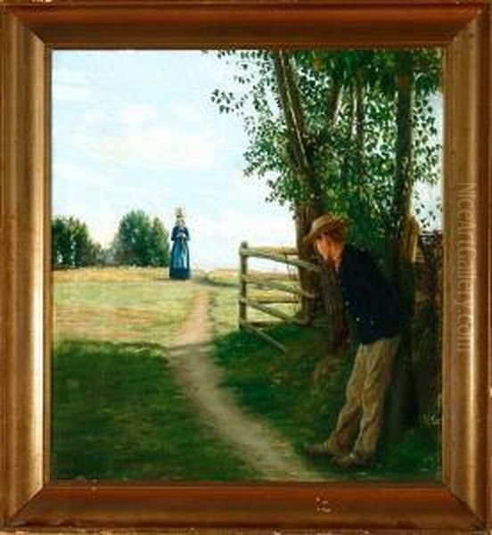 A Proposal Oil Painting by Laurits Andersen Ring