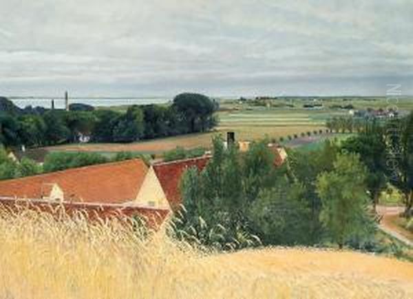 View From The Hills Near Frederiksvaerk Oil Painting by Laurits Andersen Ring