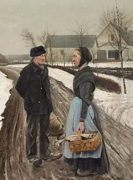 A Short Rest Oil Painting by Laurits Andersen Ring