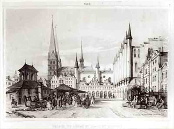 The Senate and Marketplace in Lubeck Oil Painting by Andre Durand