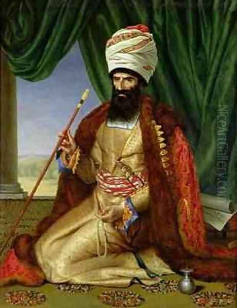 Portrait of Asker Khan Ambassador of Persia in Paris in 1808 Oil Painting by Cesarine (nee Mirvault) Davin