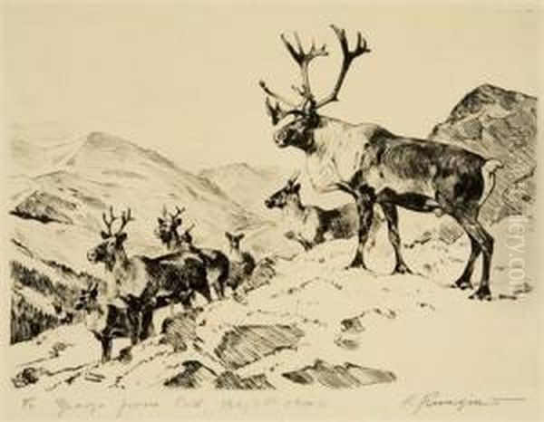 Mountain Caribou (c. 29) Oil Painting by Carl Ringius